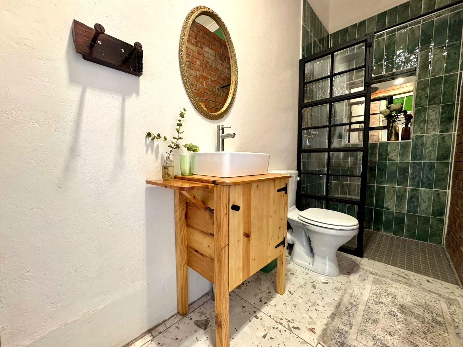 Badkamer met groen teëls